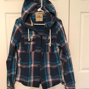 Hollister Men’s Hooded Plaid Shirt Size Medium